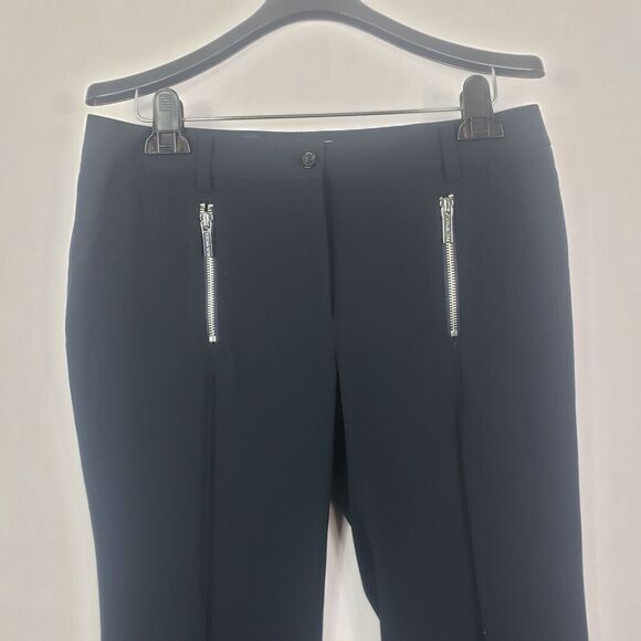 Michael Kors Pants Womens 8 Navy Blue Flat Zip Front Straight Leg Trousers - Picture 3 of 9